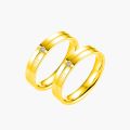 Personalized Initials Engraved 18K Gold PT950 Couples Anniversary Rings