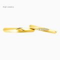 Full gold 999 ring couple ring lettering ring ring female gold wedding engagement natural diamond