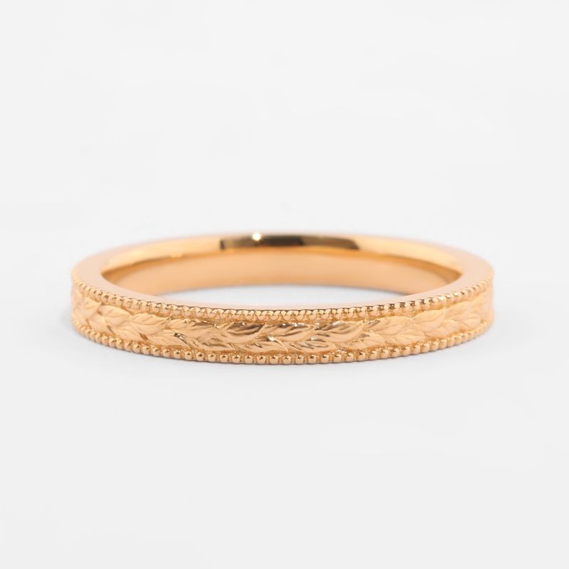 Wheat Grain-Inspired 10K Matching Couple Rings - Wedding, Engagement, and Gift Selection